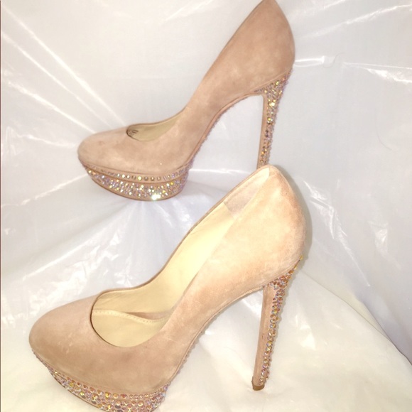 Brian Atwood Suede Swarovski Stone Platform - Picture 2 of 8